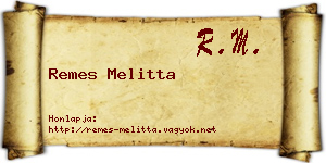 Remes Melitta névjegykártya